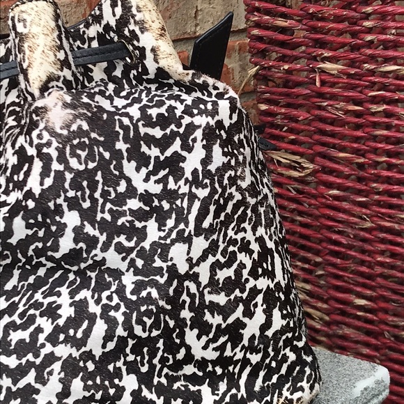 TORY BURCH Distressed Animal Print Dyed Haircalf Fur Bucket Purse - Picture 11 of 14